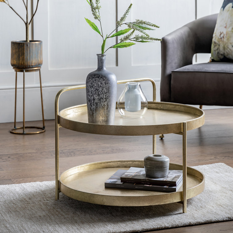 Gold side table store with shelf